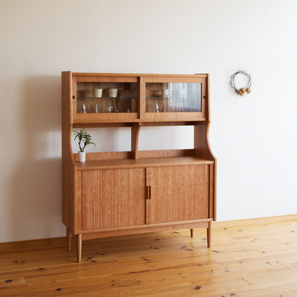 オーダー家具・C-391 チェリーで作った巻戸（蛇腹）の